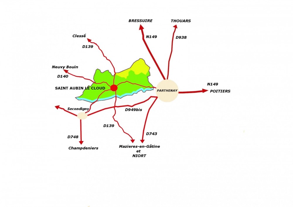 Situation de St Aubin Le Cloud en 79